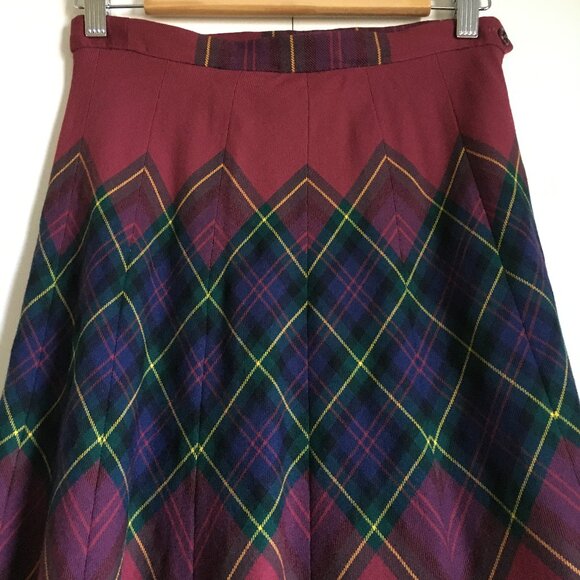 Vintage Highland Queen Maisen Mendessolle Diamond Plaid Wool Skirt - Picture 3 of 16